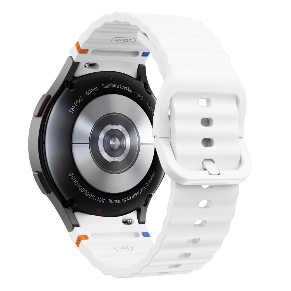 Samsung Galaxy Watch 7 40mm-44mm İle Uyumlu Metal Tokalı Dalgalı Spor Silikon Kordon Turuncu