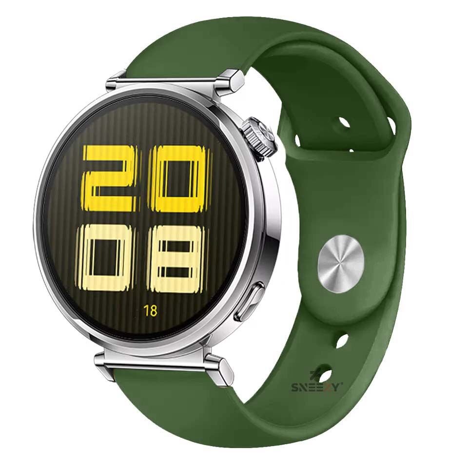 Sneezy Huawei Watch GT5 41mm İle Uyumlu Yumuşak PureLux Soft Silikon Kordon Çimen Yeşili