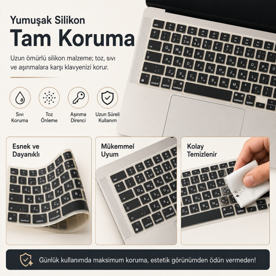 MacBook Pro 16.2 İnç M1 M2 M3 M4 M5 A2485 A2991 Uyumlu Rusça İngilizce Q Klavye Koruyucu Silikon