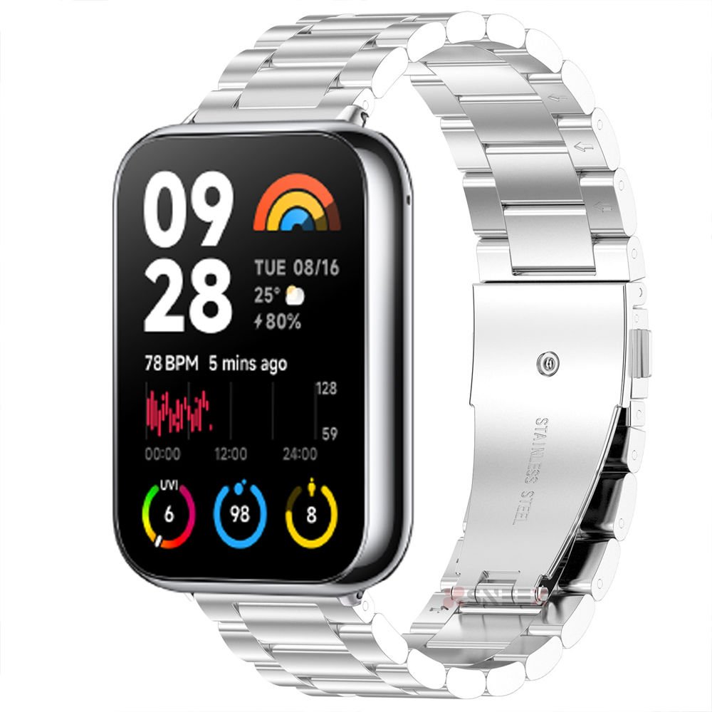 Redmi Watch 8 Pro İle Uyumlu Kordon Kordon Paslanmaz Döküm Çelik Metal Baklalı Kordon Gümüş