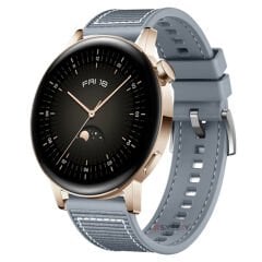 Sneezy Huawei Watch GT 3 Pro 43mm İle Uyumlu 20mm Dikiş Desenli Dokuma Silikon Kordon