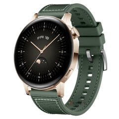 Sneezy Huawei Watch GT 3 Pro 43mm İle Uyumlu 20mm Dikiş Desenli Dokuma Silikon Kordon