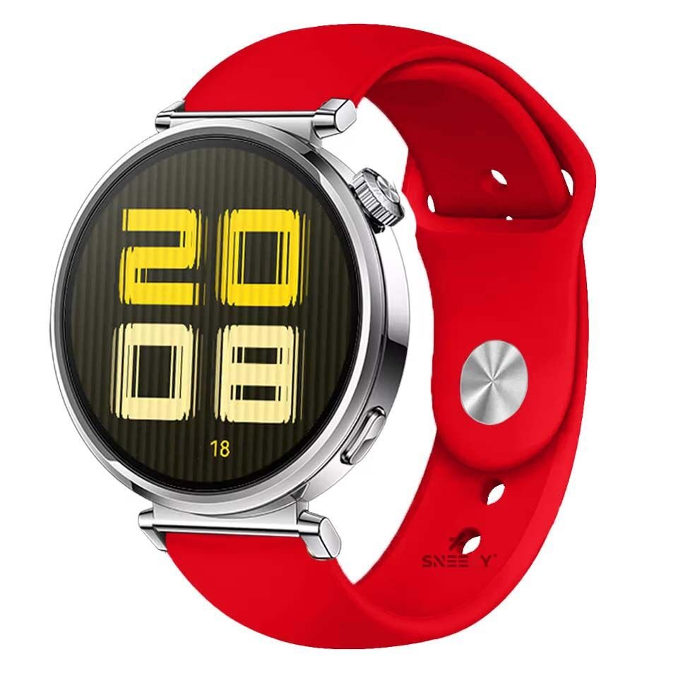 Sneezy Huawei Watch GT5 41mm İle Uyumlu Yumuşak PureLux Soft Silikon Kordon Kımızı