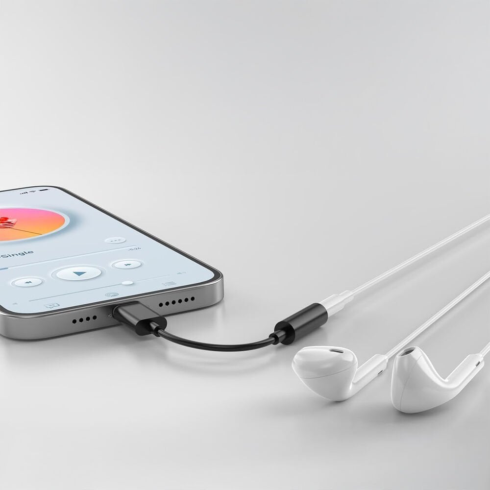 iPhone 15-16-17 Serisi Uyumlu TYPE-C Kulaklık Çevirici Dönüştürücü Aparatı Aux Dönüştürücüsü Siyah