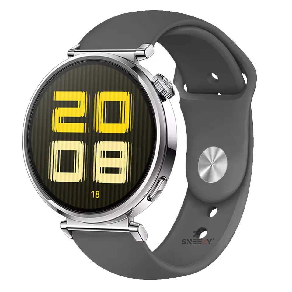Sneezy Huawei Watch GT5 41mm İle Uyumlu Yumuşak PureLux Soft Silikon Kordon Koyu Gri