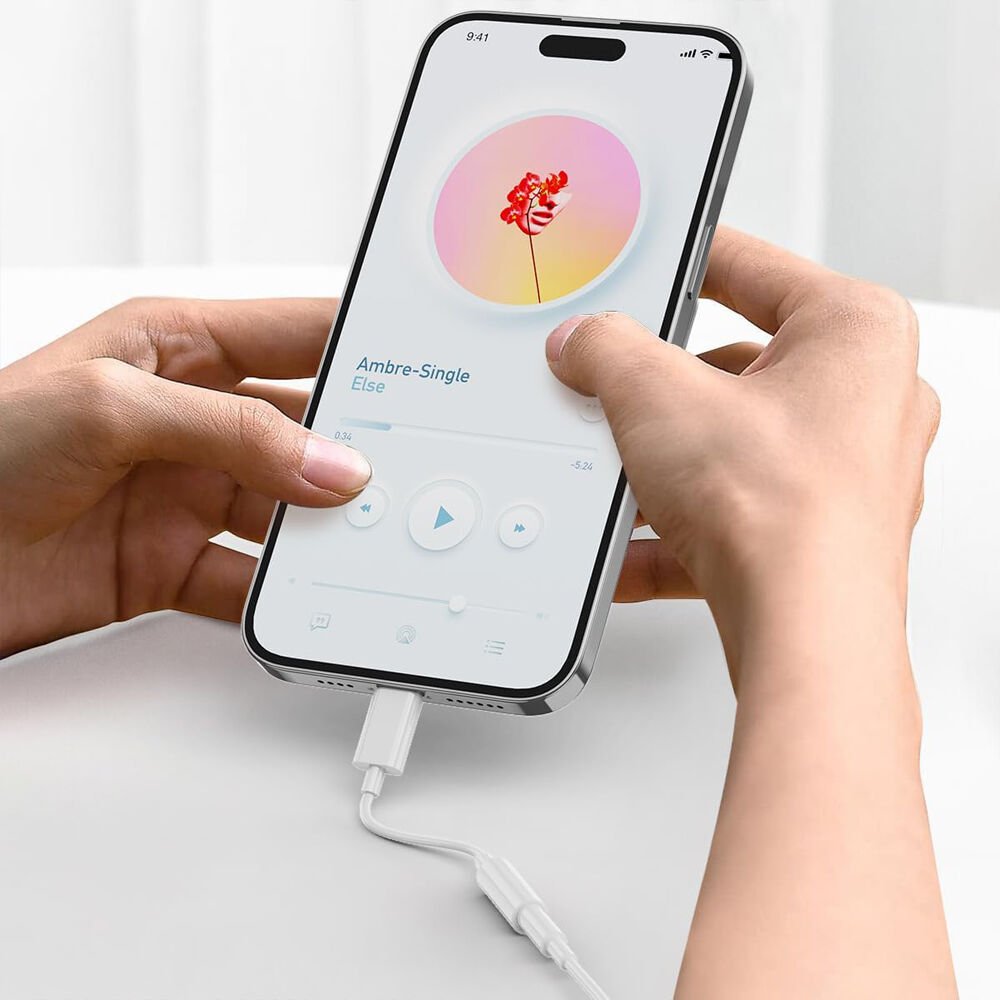 iPhone 15-16-17 Serisi Uyumlu TYPE-C Kulaklık Çevirici Dönüştürücü Aparatı Aux Dönüştürücüsü Beyaz