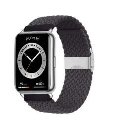 Sneezy Huawei Watch Fit - Fit New  İle Uyumlu Metal Klips Solo Fiberlink Örgü Kordon