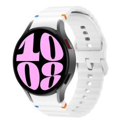Samsung Galaxy Watch 6 40-43-44-47mm İle Uyumlu Metal Tokalı Dalgalı Spor Silikon Kordon