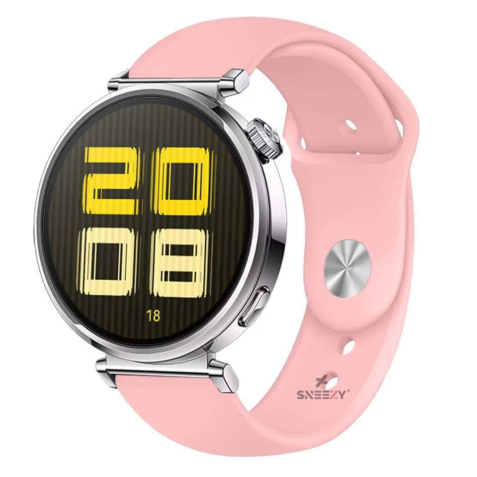 Sneezy Huawei Watch GT5 41mm İle Uyumlu Yumuşak PureLux Soft Silikon Kordon Pembe