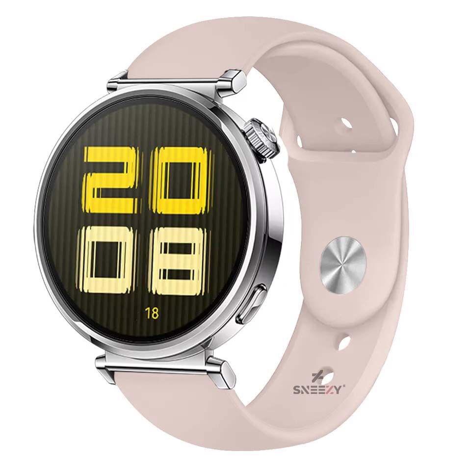 Sneezy Huawei Watch GT5 41mm İle Uyumlu Yumuşak PureLux Soft Silikon Kordon Pudra