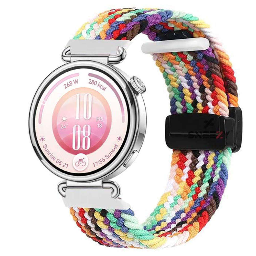 Sneezy Huawei Watch GT7 41mm İle Uyumlu FiberLink Manyetik Tokalı Kumaş Örgü Kordon