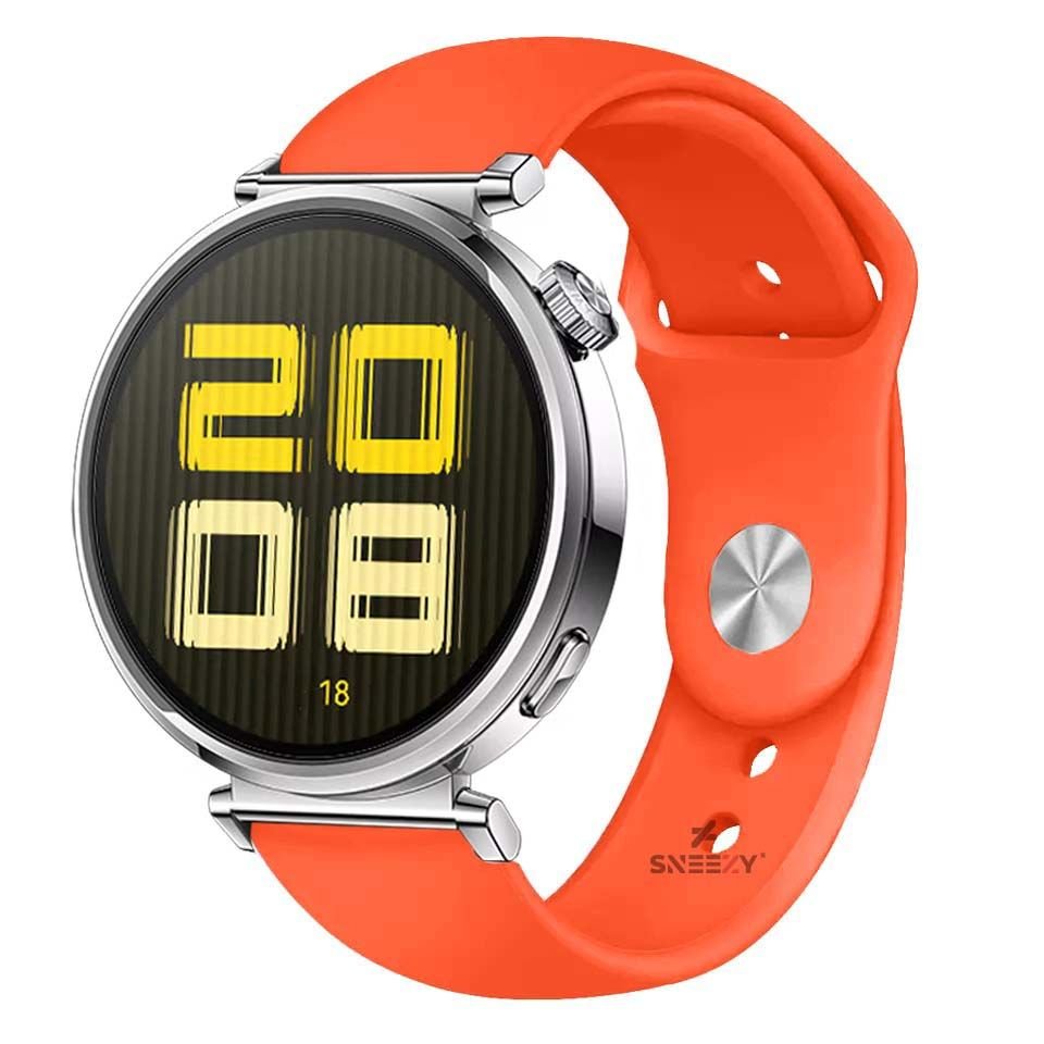Sneezy Huawei Watch GT5 41mm İle Uyumlu Yumuşak PureLux Soft Silikon Kordon Turuncu