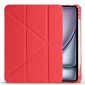 Apple iPad Air 11'' M3 2025/M2 2024 Uyumlu Üçgen Katlanabilir Kalem Şarj Bölmeli Standlı Kılıf Kırmızı