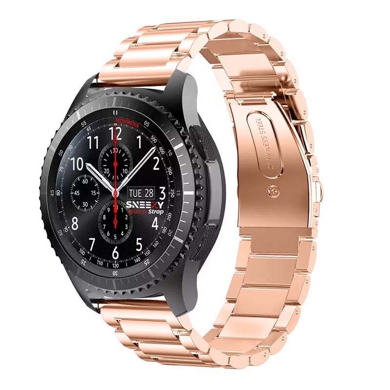 Huawei Watch GT2 Elite-Sport-Classic 46mm-GT2 Pro 22mm Uyumlu Ironweft Döküm Çelik Metal Kordon Rose Gold