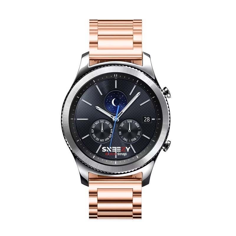Huawei Watch GT2 Elite-Sport-Classic 46mm-GT2 Pro 22mm Uyumlu Ironweft Döküm Çelik Metal Kordon Rose Gold