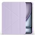 Apple iPad Air 11'' M3 2025/M2 2024 Uyumlu Üçgen Katlanabilir Kalem Şarj Bölmeli Standlı Kılıf Lila