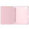 Apple iPad Air 11'' M3 2025/M2 2024 Uyumlu Üçgen Katlanabilir Kalem Şarj Bölmeli Standlı Kılıf Pembe