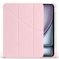 Apple iPad Air 11'' M3 2025/M2 2024 Uyumlu Üçgen Katlanabilir Kalem Şarj Bölmeli Standlı Kılıf Pembe