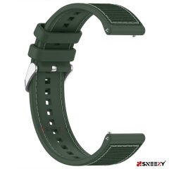 Xiaomi Watch S1 -S1 Active -Mi Watch -Watch Color 22mm Uyumlu Dikiş Desenli Dokuma Silikon Kordon Haki - Haki