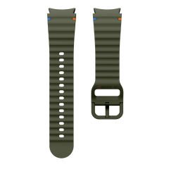 Samsung Galaxy Watch 5 40mm-44mm İle Uyumlu Metal Tokalı Dalgalı Spor Silikon Kordon Haki