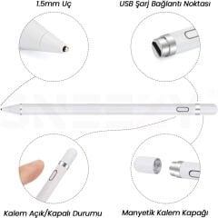 Samsung Tab A7 Lite T220 8.7 İnç Uyumlu Dokunmatik Tablet Kalemi Çizim ve Tasarım Staylus Pencil