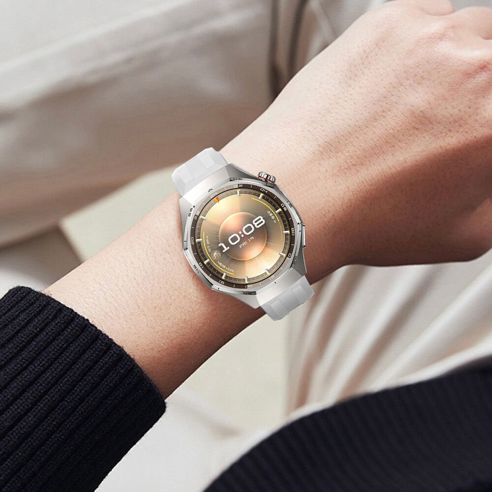 Sneezy Huawei Watch GT6 Pro 46mm İle Uyumlu Spor Silikon Metal Tokalı Soft Saat Kordonu