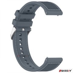 Samsung Galaxy Watch 46mm R800 Watch 3 45mm R840 22mm Uyumlu Dikiş Desenli Dokuma Silikon Kordon Gri - Gri