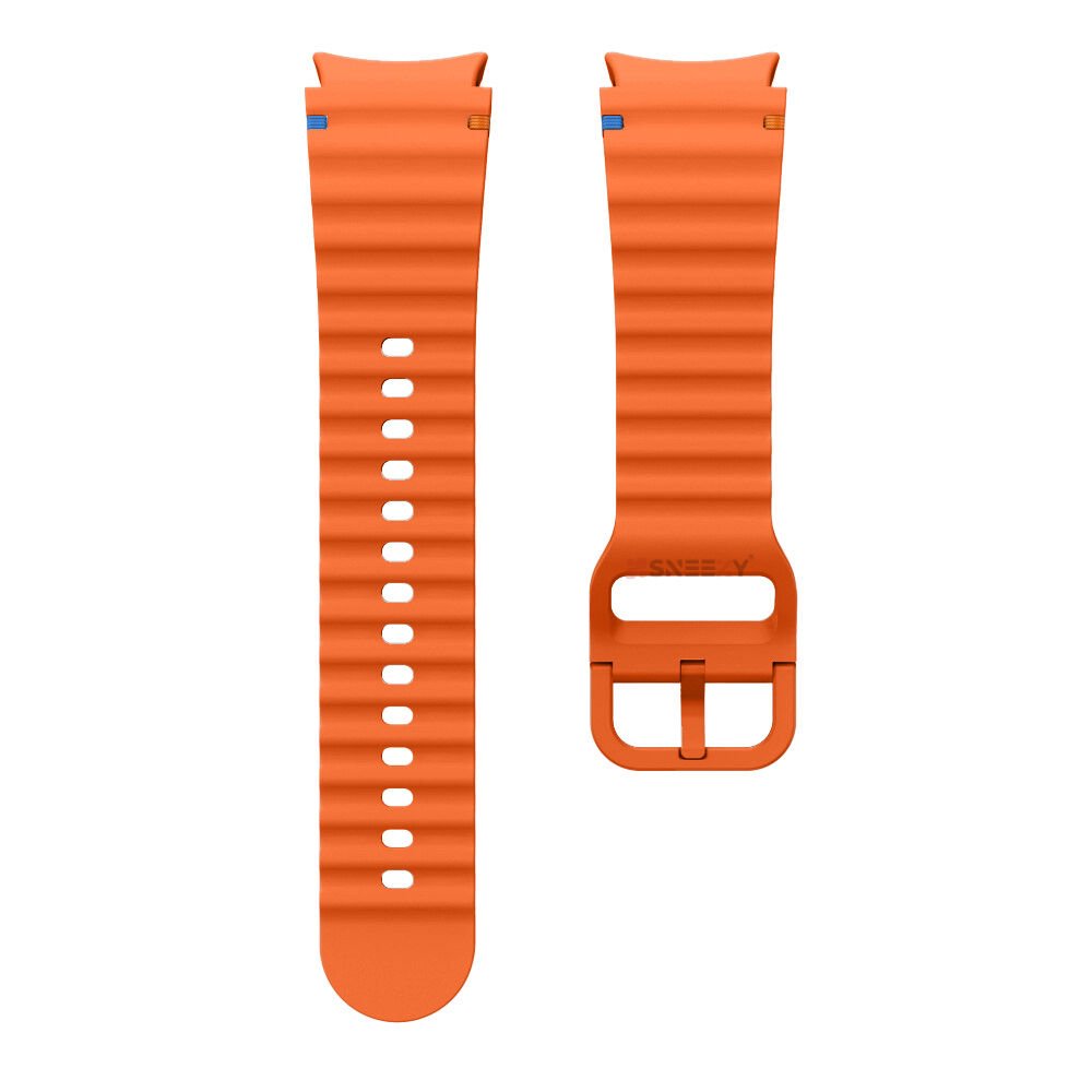 Samsung Galaxy Watch 5 40mm-44mm İle Uyumlu Metal Tokalı Dalgalı Spor Silikon Kordon Turuncu