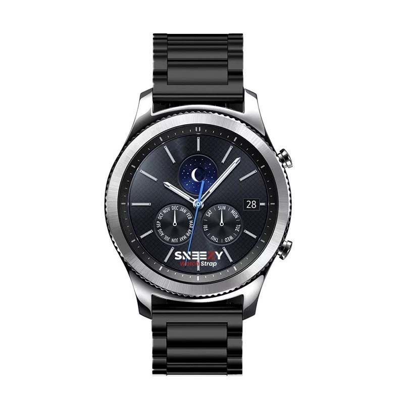 Huawei Watch GT Runner-Sport 46mm- GT2 E 22mm Uyumlu Ironweft Döküm Çelik Metal Kordon Siyah