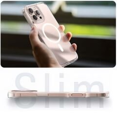 İPhone 16 Pro Max Magsafe Kablosuz Şarj Destekli Sert Silikon Şeffaf Kapak Ve 5D Ekran Koruyucu