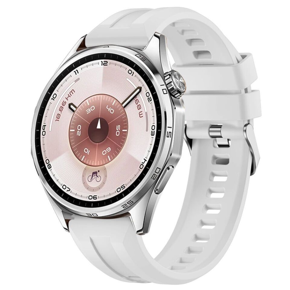 Sneezy Huawei Watch GT6 46mm İle Uyumlu Spor Silikon Metal Tokalı Soft Saat Kordonu