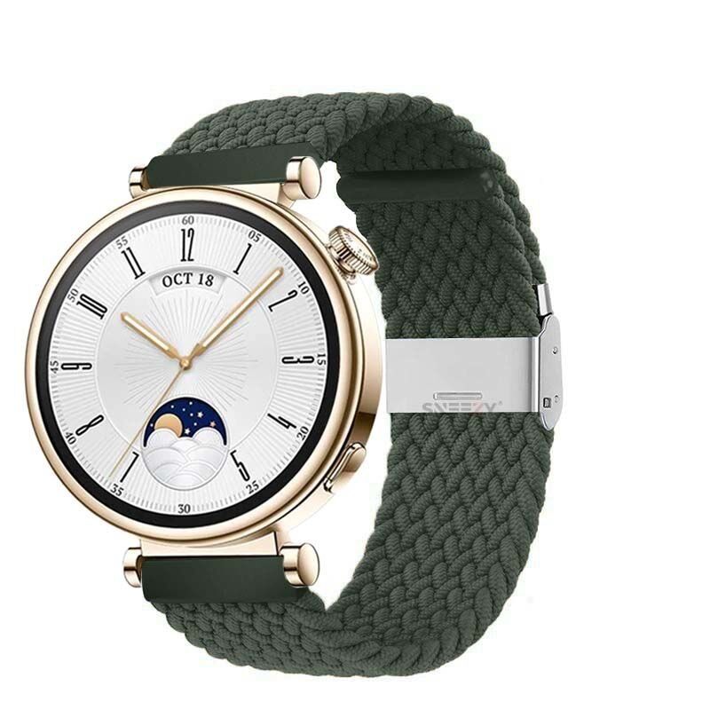 Sneezy Huawei Watch GT4 41mm İle Uyumlu 18mm Metal Klips Solo Fiberlink Örgü Kordon