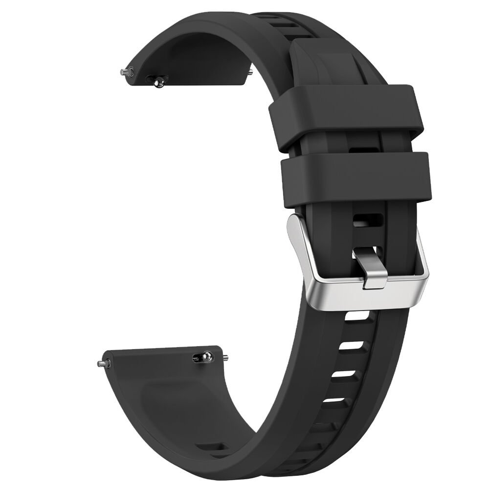 Sneezy Huawei Watch GT6 46mm İle Uyumlu Spor Silikon Metal Tokalı Soft Saat Kordonu Siyah