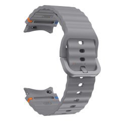 Samsung Galaxy Watch 4 40-42-44-46mm İle Uyumlu Metal Tokalı Dalgalı Spor Silikon Kordon Koyu Gri