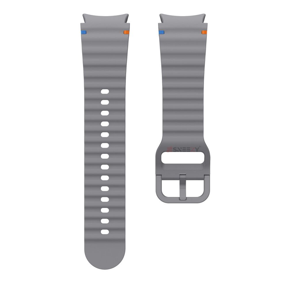 Samsung Galaxy Watch 4 40-42-44-46mm İle Uyumlu Metal Tokalı Dalgalı Spor Silikon Kordon Koyu Gri