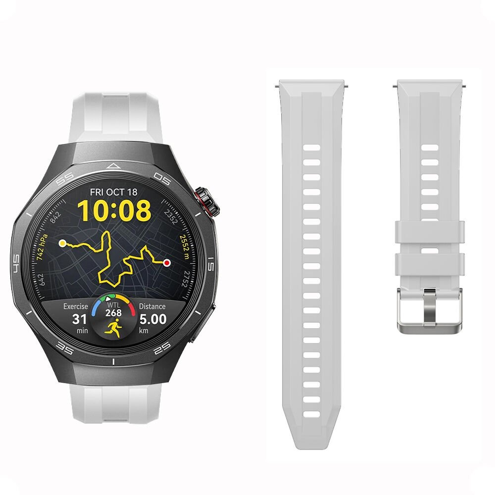 Sneezy Huawei Watch GT5 Pro 46mm İle Uyumlu Spor Silikon Metal Tokalı Soft Saat Kordonu