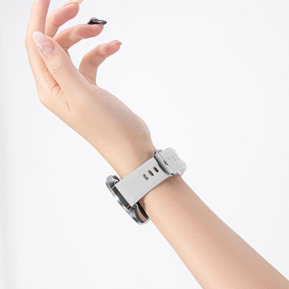 Sneezy Huawei Watch GT5 Pro 46mm İle Uyumlu Spor Silikon Metal Tokalı Soft Saat Kordonu