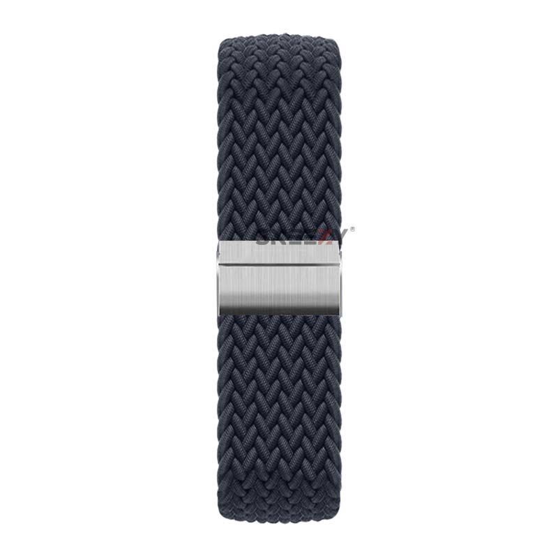 Sneezy Huawei Watch GT4 41mm İle Uyumlu 18mm Metal Klips Solo Fiberlink Örgü Kordon Lacivert