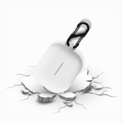 Sneezy Galaxy Buds 3 Pro ve Galaxy Buds 3 Uyumlu Kopçalı Kapaklı Silikon Koruma Kılıfı Beyaz