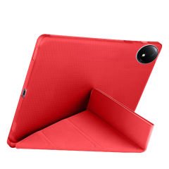 Redmi Pad SE 8.7 İnç Üçgen Katlanabilir Kalemlikli Dikey Standlı Akıllı Tablet Kılıfı Kırmızı