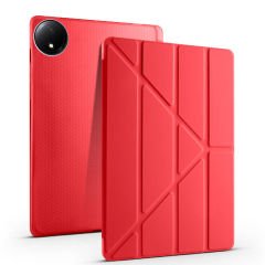 Redmi Pad SE 8.7 İnç Üçgen Katlanabilir Kalemlikli Dikey Standlı Akıllı Tablet Kılıfı Kırmızı