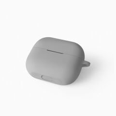 Sneezy Galaxy Buds 3 Pro ve Galaxy Buds 3 Uyumlu Kopçalı Kapaklı Silikon Koruma Kılıfı Gri