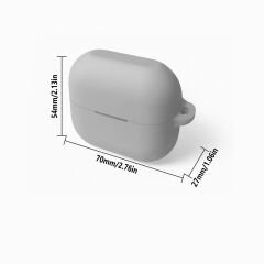 Sneezy Galaxy Buds 3 Pro ve Galaxy Buds 3 Uyumlu Kopçalı Kapaklı Silikon Koruma Kılıfı Gri