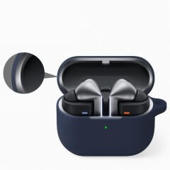 Sneezy Galaxy Buds 3 Pro ve Galaxy Buds 3 Uyumlu Kopçalı Kapaklı Silikon Koruma Kılıfı Lacivert