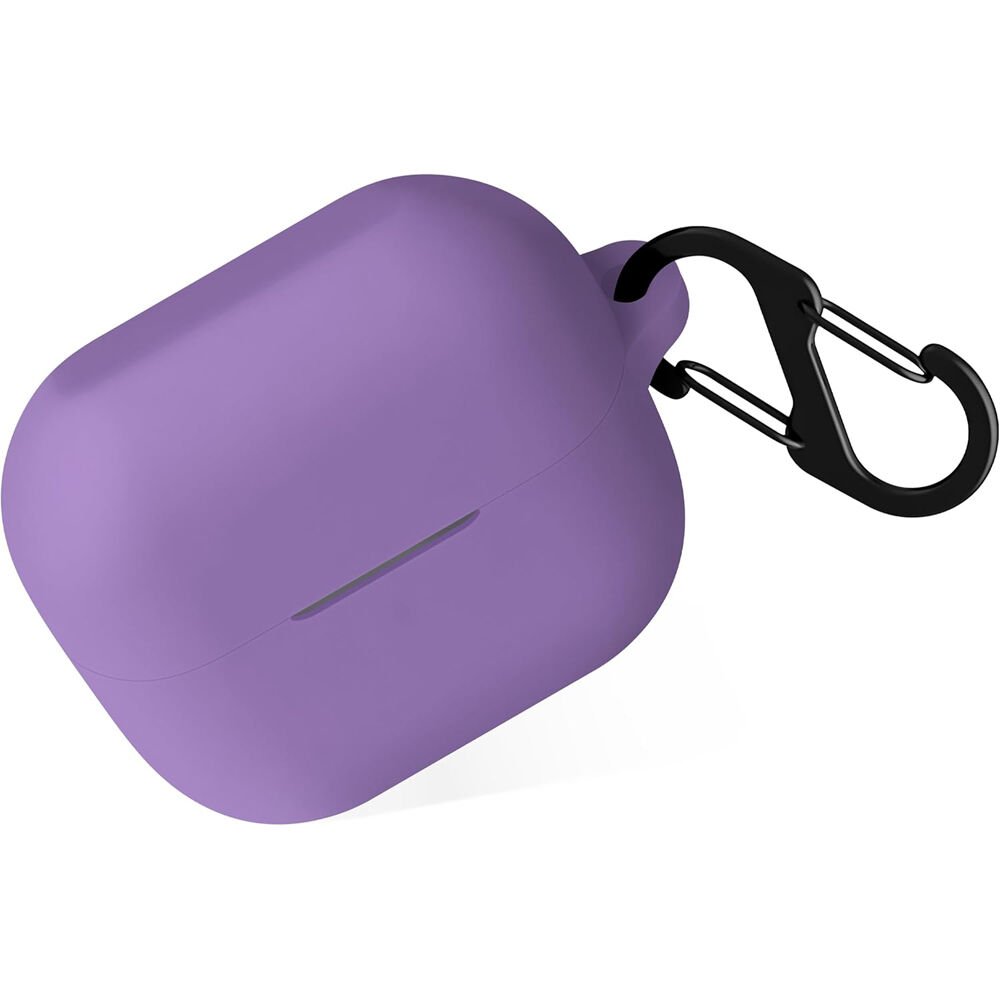 Sneezy Galaxy Buds 3 Pro ve Galaxy Buds 3 Uyumlu Kopçalı Kapaklı Silikon Koruma Kılıfı Lila