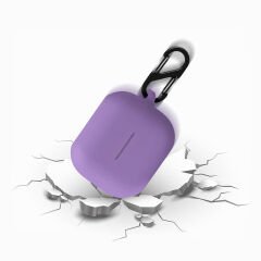 Sneezy Galaxy Buds 3 Pro ve Galaxy Buds 3 Uyumlu Kopçalı Kapaklı Silikon Koruma Kılıfı Lila