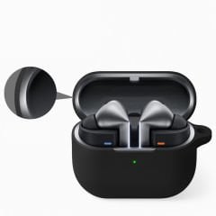 Sneezy Galaxy Buds 3 Pro ve Galaxy Buds 3 Uyumlu Kopçalı Kapaklı Silikon Koruma Kılıfı Siyah
