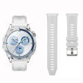 Sneezy Huawei Watch GT5 46mm İle Uyumlu Spor Silikon Metal Tokalı Soft Saat Kordonu Beyaz