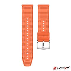 Sneezy Huawei Watch GT Runner-Sport 46mm- GT2 E 22mm Uyumlu Dikiş Desenli Dokuma Silikon Kordon Turuncu - Turuncu