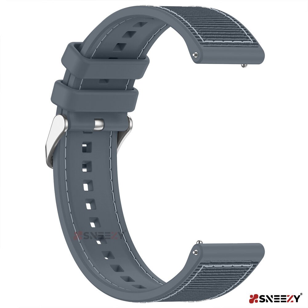 Huawei Watch GT2 Elite-Sport-Classic 46mm-GT2 Pro 22mm Uyumlu Dikiş Desenli Dokuma Silikon Kordon Gri - Gri